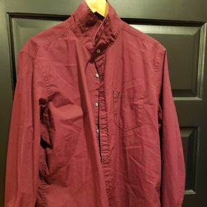Red button down shirt